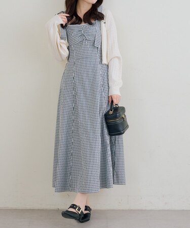 肩リボンキャミワンピ