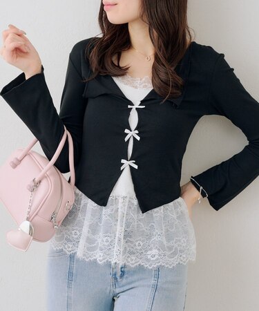 裾レースドッキングプルオーバー