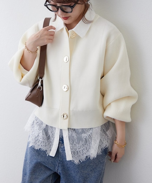 【2デザイン】ニュアンス釦カーディガン