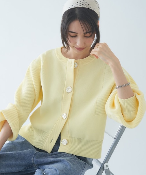 【2デザイン】ニュアンス釦カーディガン