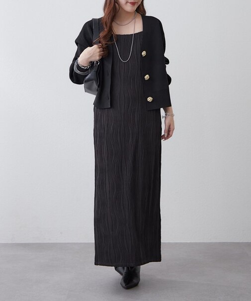 【nane】ウェーブジャガード柄キャミワンピース