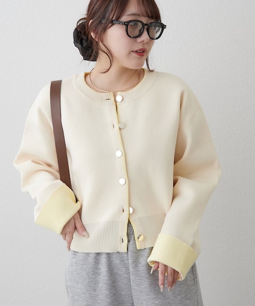 配色デザインスポンディッシュカーディガン