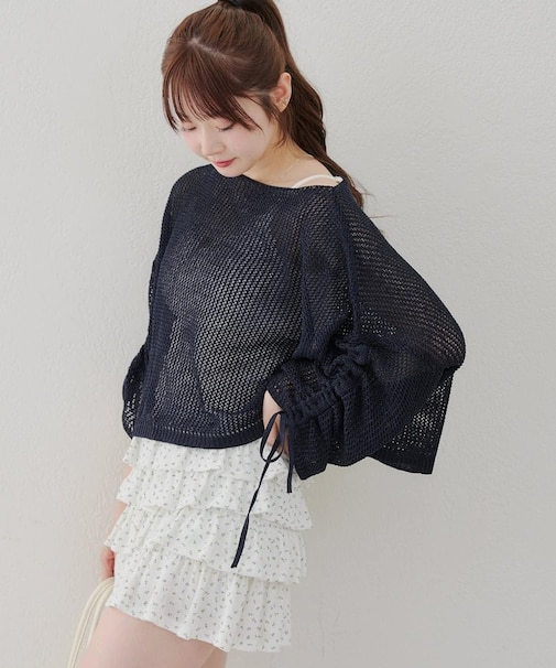 メッシュドロストプルオーバー