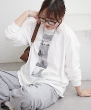 レイヤードしやすい丈感◎フォト&ロゴ刺繍ロンT