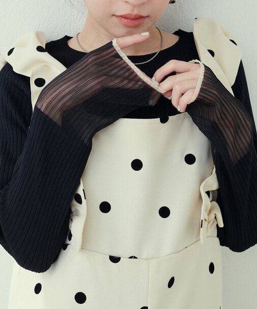 【natural couture】袖口シアーリブニット