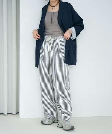 【M/Lサイズ展開】ストライプイージーパンツ