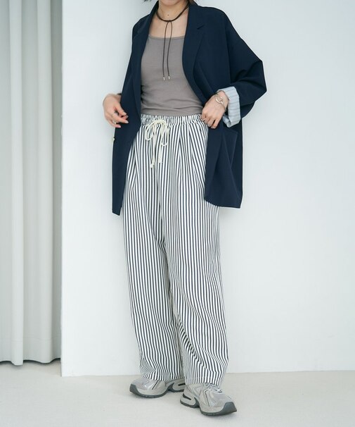 【M/Lサイズ展開】ストライプイージーパンツ
