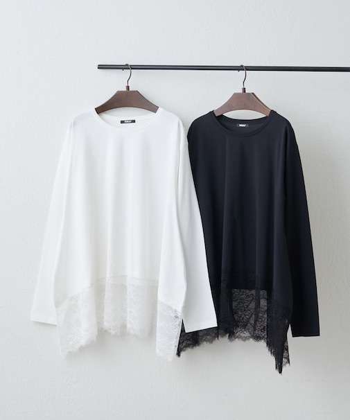 裾レースイレヘムTシャツ