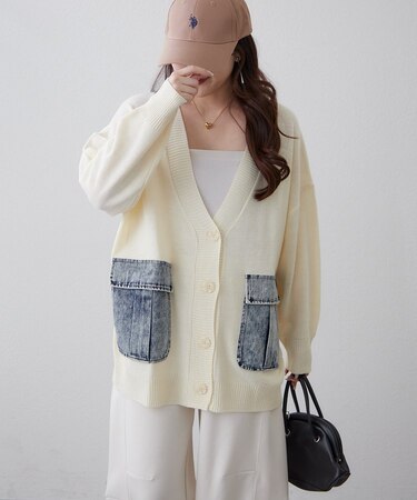 【WEB限定】デニムポケットVカーディガン