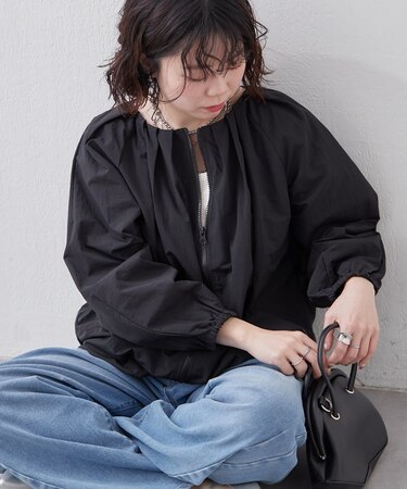 【ふんわりシルエット】タックバルーンブルゾン