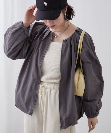 【ふんわりシルエット】タックバルーンブルゾン