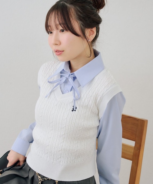 【RMAF】シャツ+ニットベストドッキングプルオーバー