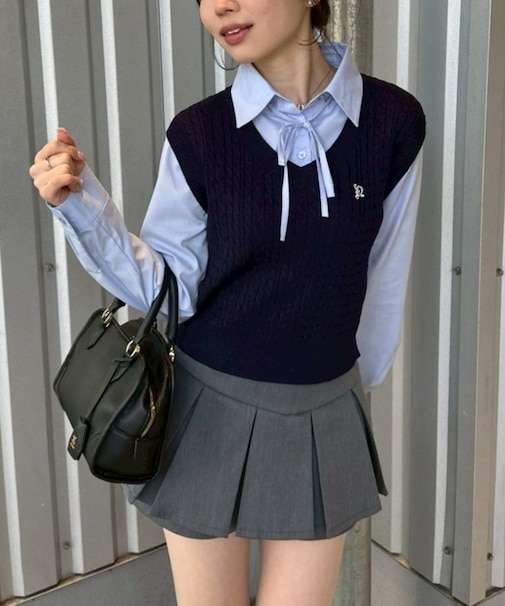 【RMAF】シャツ+ニットベストドッキングプルオーバー