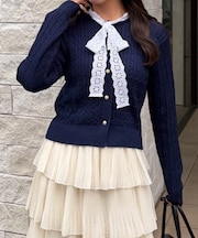 【Another Branch】レースボウタイ付カーディガン