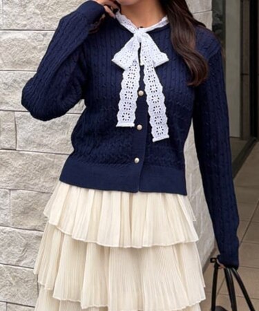 【Another Branch】レースボウタイ付カーディガン