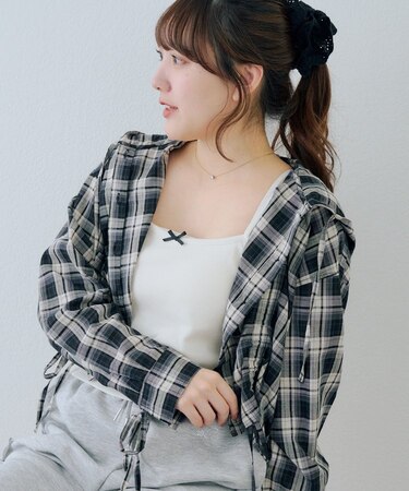 ラインストーンロゴキャップ付キャミ