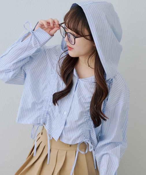 【continuer】ドロストフードシャツ