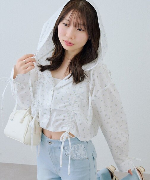 【continuer】ドロストフードシャツ