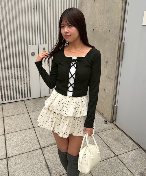 レースUPドッキングテレコトップス