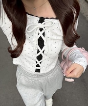 レースUPドッキングテレコトップス