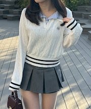 スキッパー布帛ポロニット