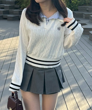 スキッパー布帛ポロニット