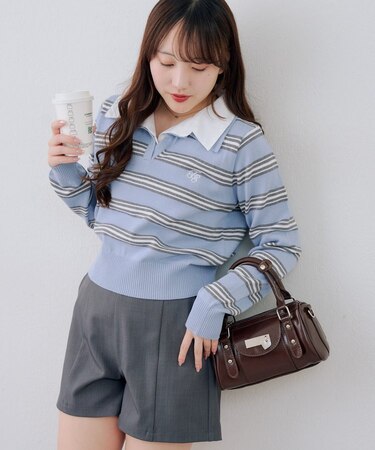 スキッパー布帛ポロニット