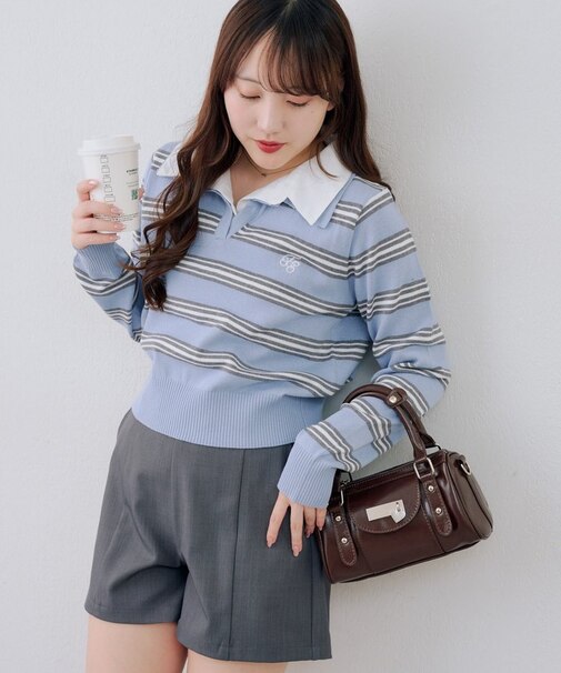 スキッパー布帛ポロニット