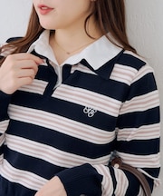 【一枚で旬な着こなしに】スキッパー布帛ポロニット