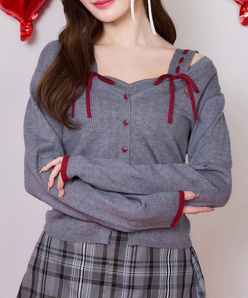 【one after another】ハートボタンビスチェセットカーディガン