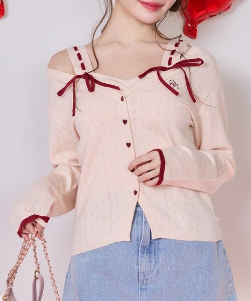 【Heart collection】ハートボタンビスチェセットカーディガン Heart collection】ハートボタンビスチェセットカーディガン | one