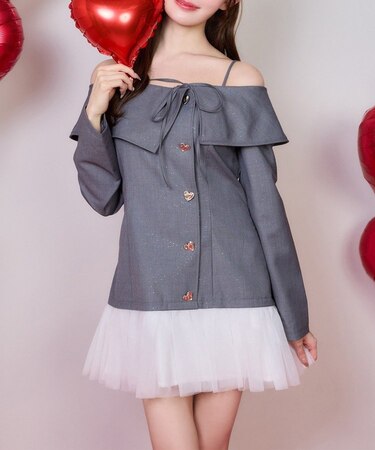 【one after another】ハートボタン切替ミニワンピース