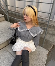 【Another Branch】ピンタック&レースでか衿ブラウス