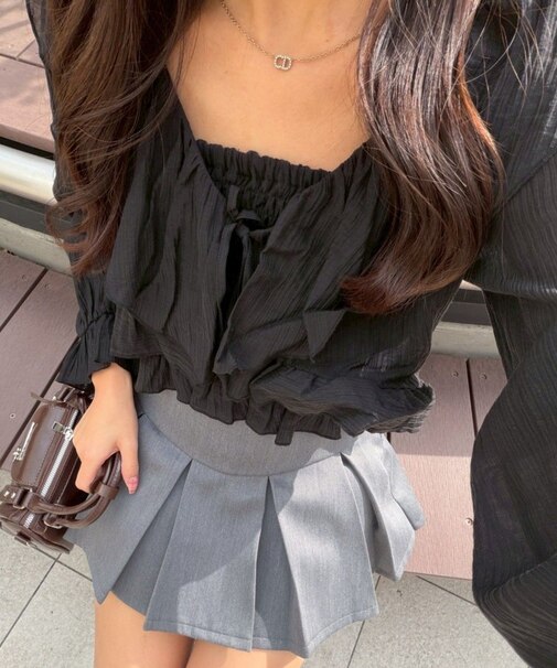 【continuer】ラッフルブラウス&シャーリングキャミ