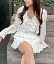 【continuer】ラッフルブラウス&シャーリングキャミ