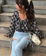 【continuer】ラッフルブラウス&シャーリングキャミ