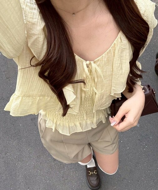 【continuer】ラッフルブラウス&シャーリングキャミ