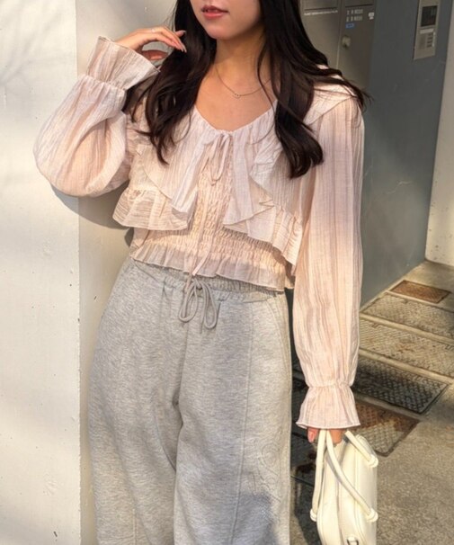 【continuer】ラッフルブラウス&シャーリングキャミ