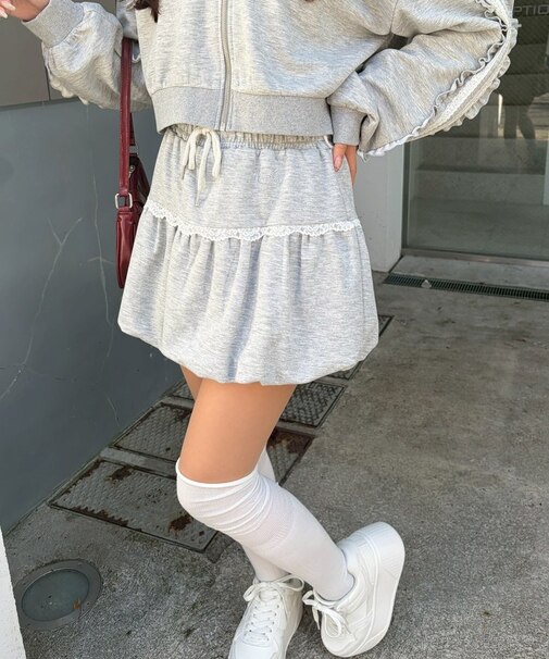 【continuer】【セットアップ】レースバルーンスカート