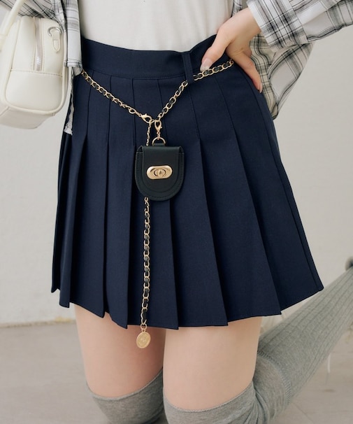 【continuer】チャーム付プリーツミニスカート