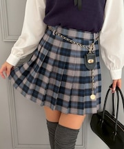 【continuer】チャーム付プリーツミニスカート