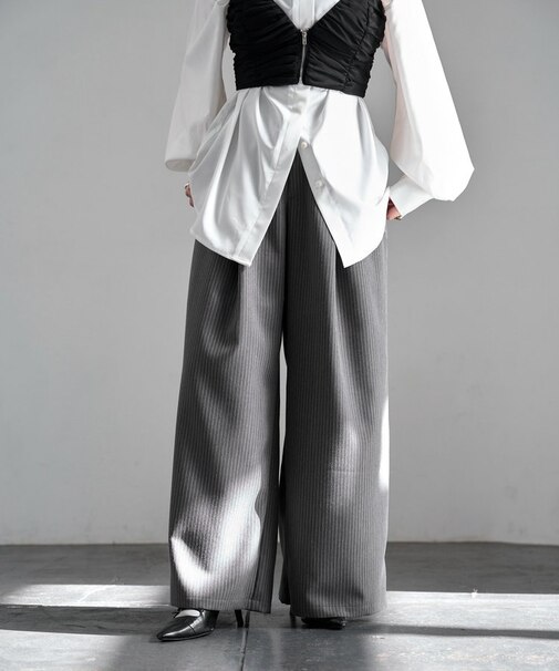 【Mavie..7】セミワイドスラックスパンツ