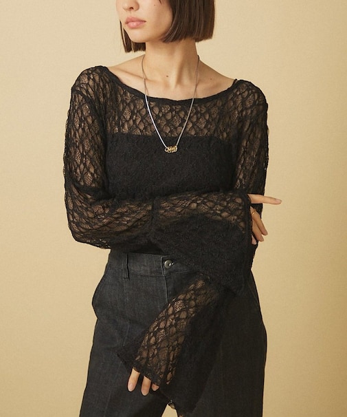 【レディライクなきこなしに】レースフレアー袖プルオーバー