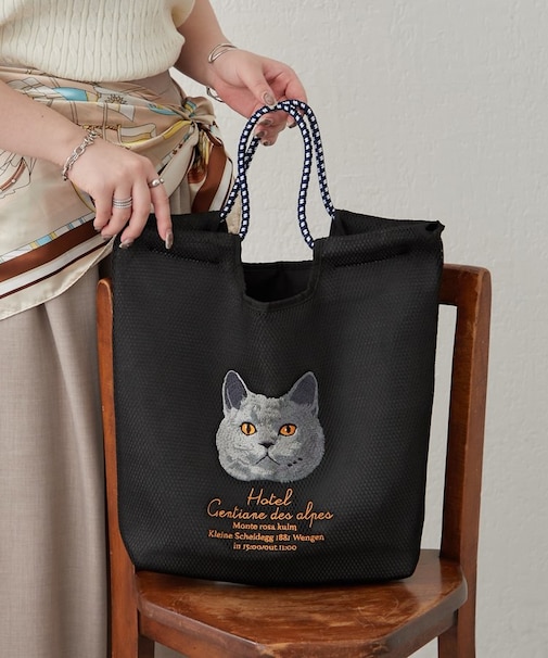 【人気シリーズ！】メッシュアニマル刺繍コードトートバッグ