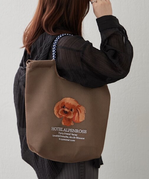 【人気シリーズ！】メッシュアニマル刺繍コードトートバッグ