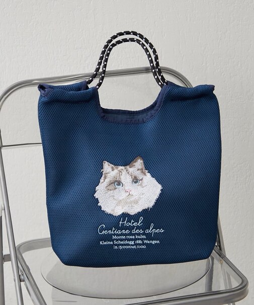 【人気シリーズ！】メッシュアニマル刺繍コードトートバッグ