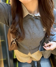 【ANOTHER BRANCH】袖のリボンがトレンド見え?2枚衿ドッキングニット