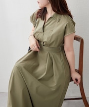 【一枚で美シルエット◎人気アイテム！】スキッパーフレンチスリーブワンピース