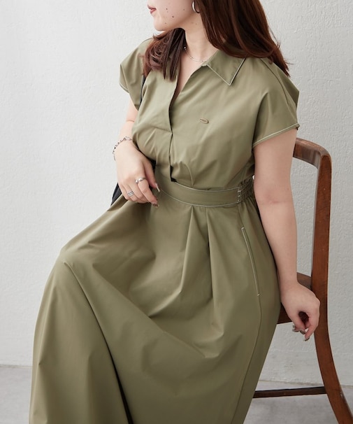 【一枚で美シルエット◎人気アイテム！】スキッパーフレンチスリーブワンピース