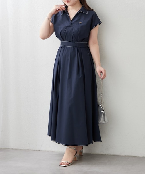 【一枚で美シルエット◎人気アイテム！】スキッパーフレンチスリーブワンピース